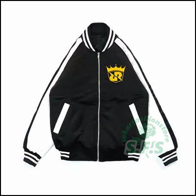 Jaket Jumbo Pria Varsity RRQ Baseball Bomber Big Size - Hitam-Putih