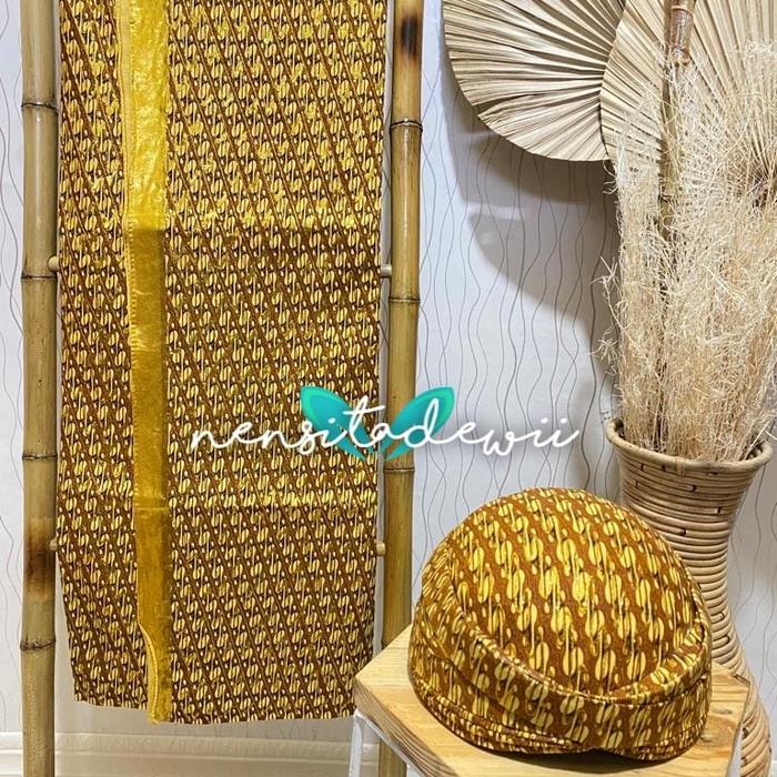 Jarik Pengantin Prada (Isi 2) + Blangkon / Motif Lereng Neng.