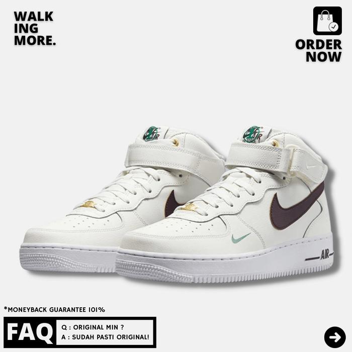 BEST DEAL NIKE AIR FORCE 1 MID WHITE BROWN BASALT ORIGINAL RESMI STORE