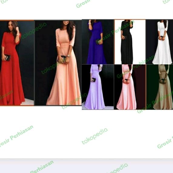 baju dress pesta wanita arumi gaun natal korea maxi rok Dres putih