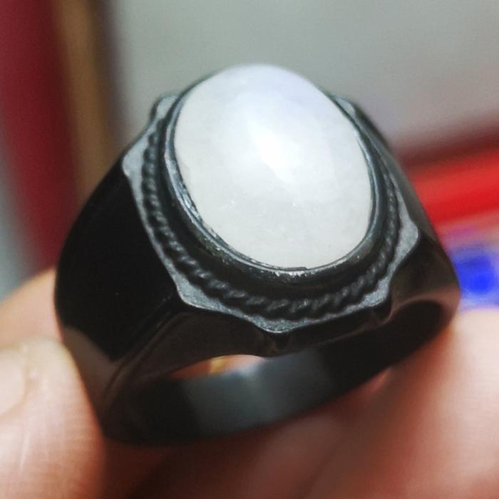 Cincin Batu Biduri Bulan Original Ring Titanium Anti Luntur