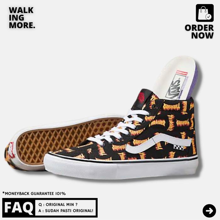BEST DEAL VANS SK8 HIGH PRO SKATE X THRASHER FLAME 2022 ORIGINAL RESMI