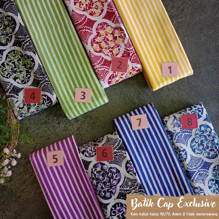 Kain Batik Cap Handmade Lurik - Sidomukti Jogja Kuning Hijau Biru Ungu