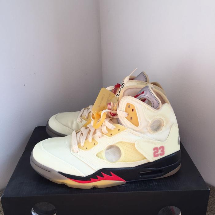 Air Jordan 5 Retro SP Sail X Off White Authentic Original Sneakers