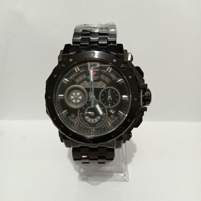 JAM TANGAN PRIA SWISS NAVY SN 8939 SN-8939 FULL BLACK ORIGINAL