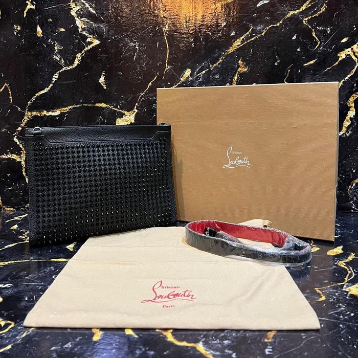 Chrstn Louboutin Skypouch Leather Spike Clutch / Sling Bag Authentic