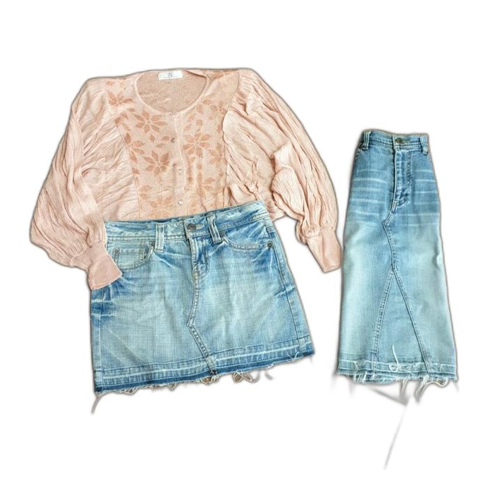 CARDIGAN OUTER WANITA RAJUT LENGAN BALON PUFF/ ROK JEANS RIPPED IMPORT