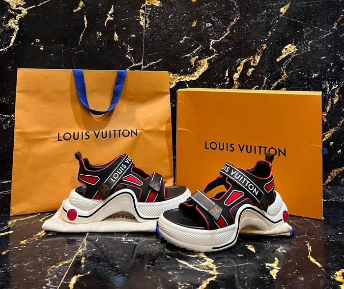 Louis Vuitton Arclight Sandal Black/Red Original Authentic Sandal 100%