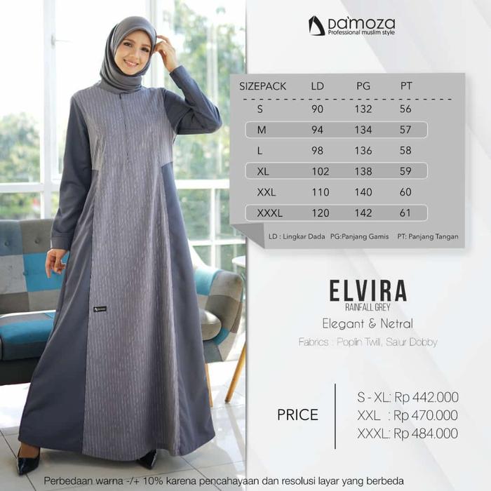 Damoza Elvira Gamis Premium Gamis Elvira Busui Best Seller Grey COD