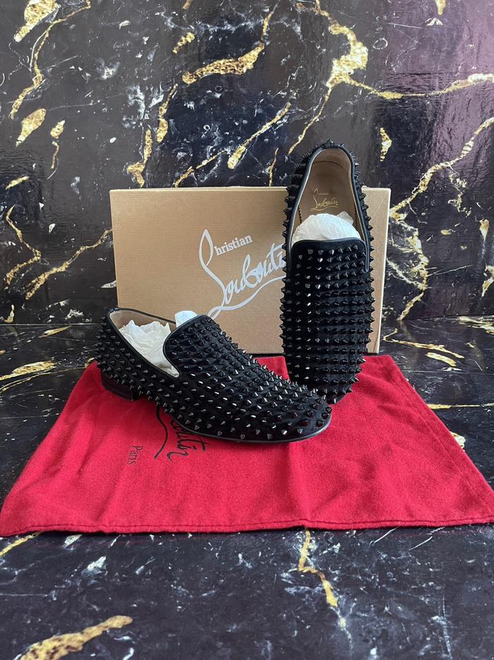 Chrstn Louboutin Suede Spike Rollerboy Black Original Authentic