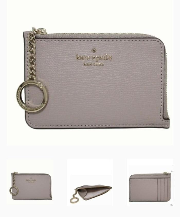 Dompet STNK Kate Spade Darcy Medium L-Zip Taupe Dark Grey Original