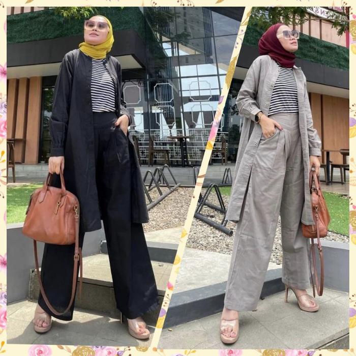 CE Baju Setelan Casual Wanita /Baju Setelan Celana Set 3in1 Dhifa