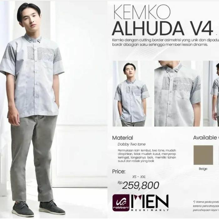 Rabbani Kemko Alhuda V4 Koko Baju Muslim Pria Lengan Pendek XS-XXL