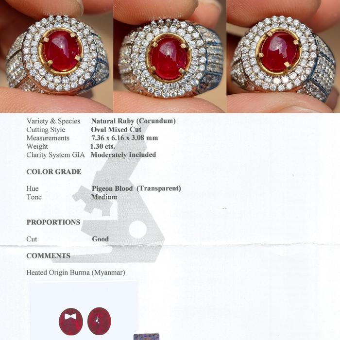 Natural HQ Batu Pigeon Blood Red Ruby Burma Mogok Myanmar 1.30 Cts