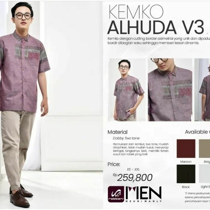 Rabbani Kemko Alhuda V3 Koko Baju Muslim Pria Lengab Pendek XS-XXl