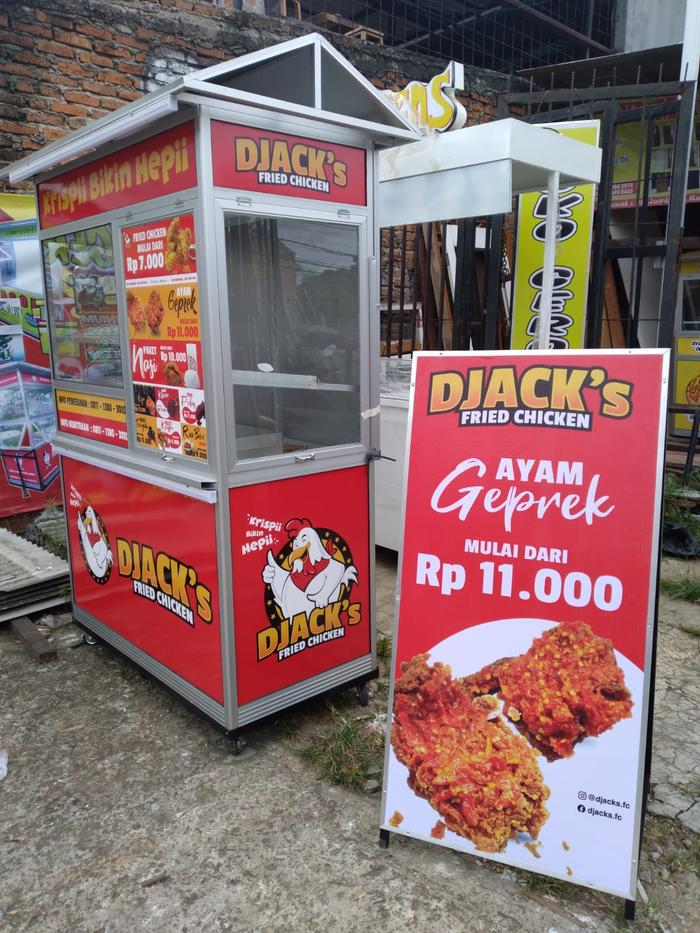 Gerobak Aluminium Fried Chicken Kuat Gratis Branding Alumunium