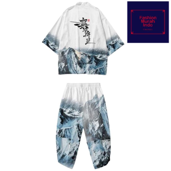 Kimono jepang setelan set celana pria wanita unisex M L XL XXL 2XL 2L