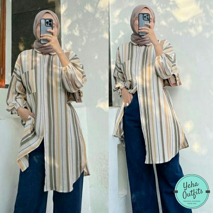 Lidya Tunik Wanita Muslim Baju Atasan Dress Gamis Jumbo Terbaru