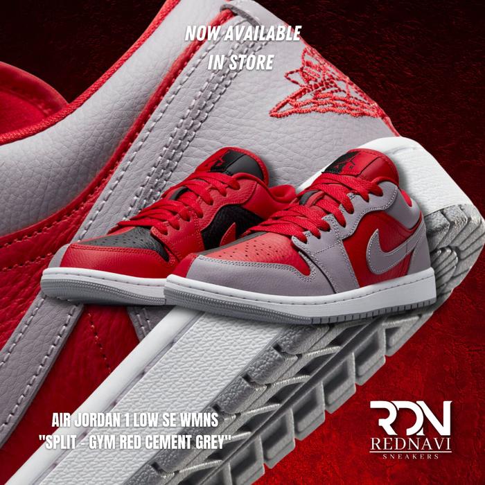 Nike Air Jordan 1 Low SE WMNS Split Gym Red Cement Grey Original