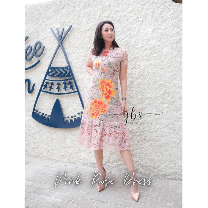 Pink Rose Dress Batik Premium Batik CNY Dress CNY Imlek Qibao