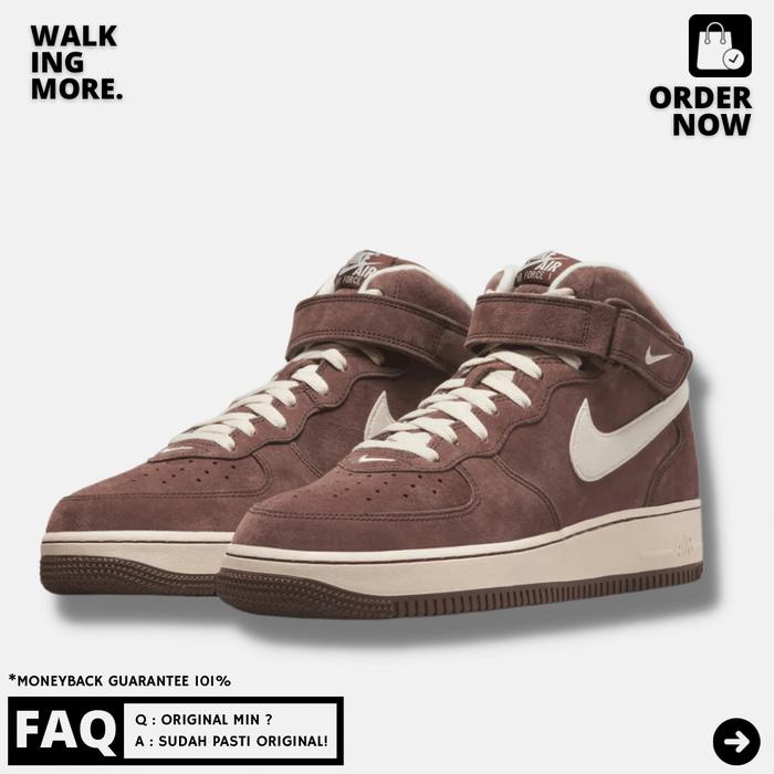 BEST DEAL NIKE AIR FORCE 1 MID QS CHOCOLATE CREAM ORIGINAL RESMI STORE