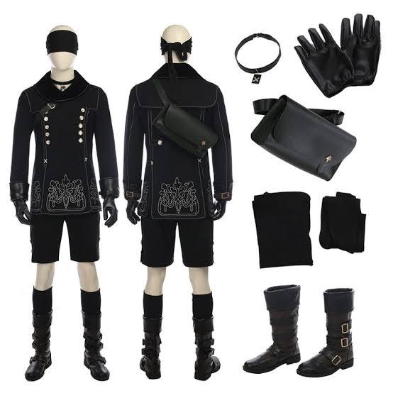 9S nier automata yorha fullset wig shoes costume cosplay