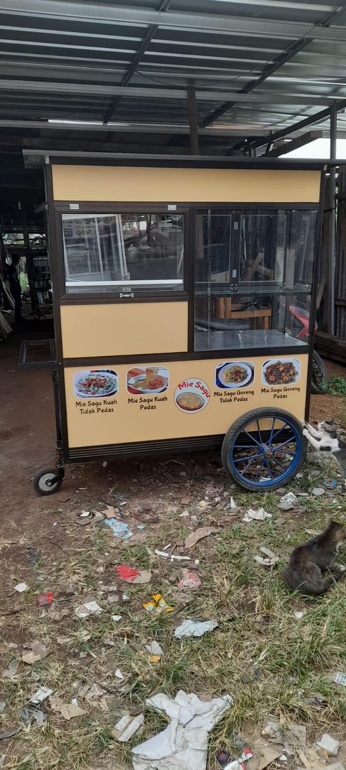 Gerobak Aluminium Mie Ayam Mie Sagu Kuat Gratis Branding Alumunium
