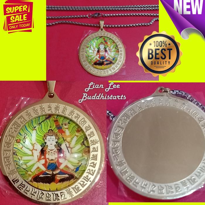 kalung liontin cun ti fomu cundi phusa cermin kaca aksara vajra