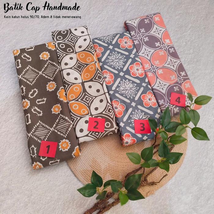 Kain Batik Cap Handmade Serian Abu Abu Oren