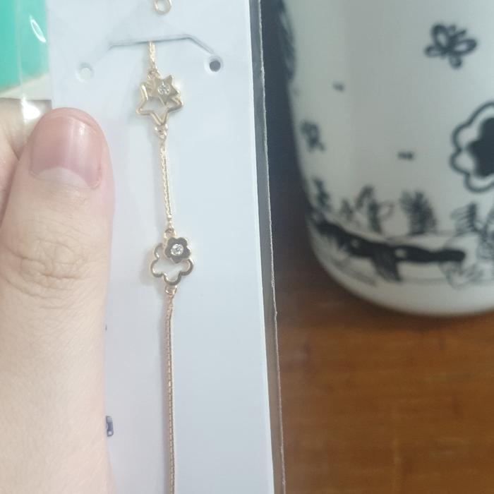 Gelang serut ubs linea polos infinity bintang star love emas asli 375