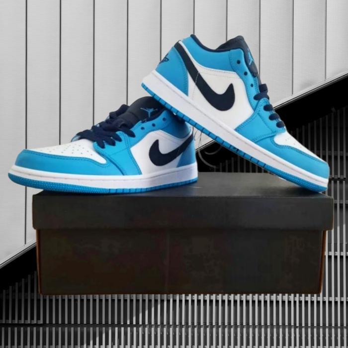 Sepatu Nike Jordan 1 Low Unc White University Blue 100PK Quality