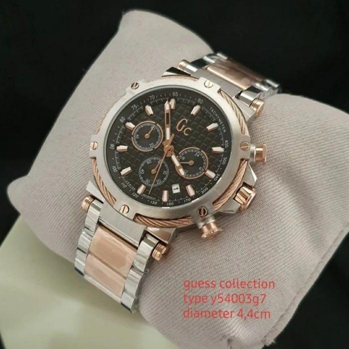 Jam Tangan Pria Merek Guess Collection GC Y54003G7 Steel Ori BM 44mm