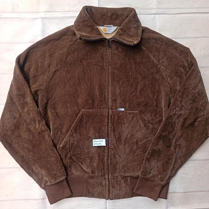 CARHARTT VELOUR JACKET HOODIE 761 RUGGED OUTDOOR WEAR size L