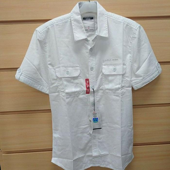 KEMEJA PRIA PUTIH POLOS LENGAN PENDEK SLIM FIT PNS ORIGINAL CARDINAL