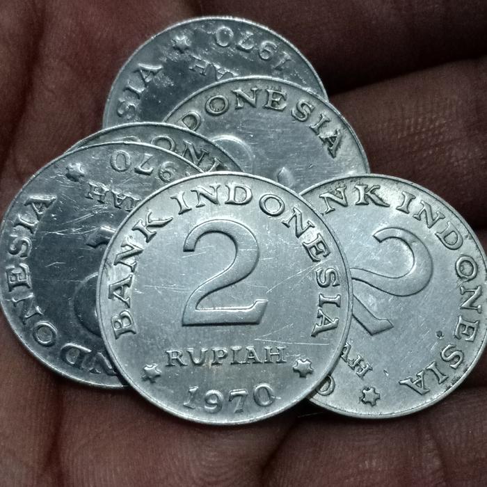 per 1 keping koin 2 rupiah 1970 alumunium