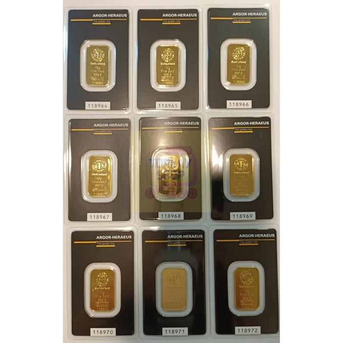 Emas Argor Heraeus Switzerland 10 Gram Fine Gold