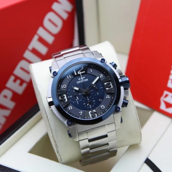 Jam Tangan Expedition Pria Original E6605 Blue Silver
