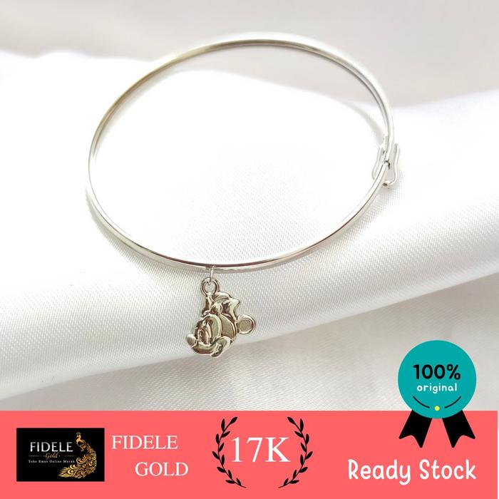 Gelang bayi emas putih 750 emas asli