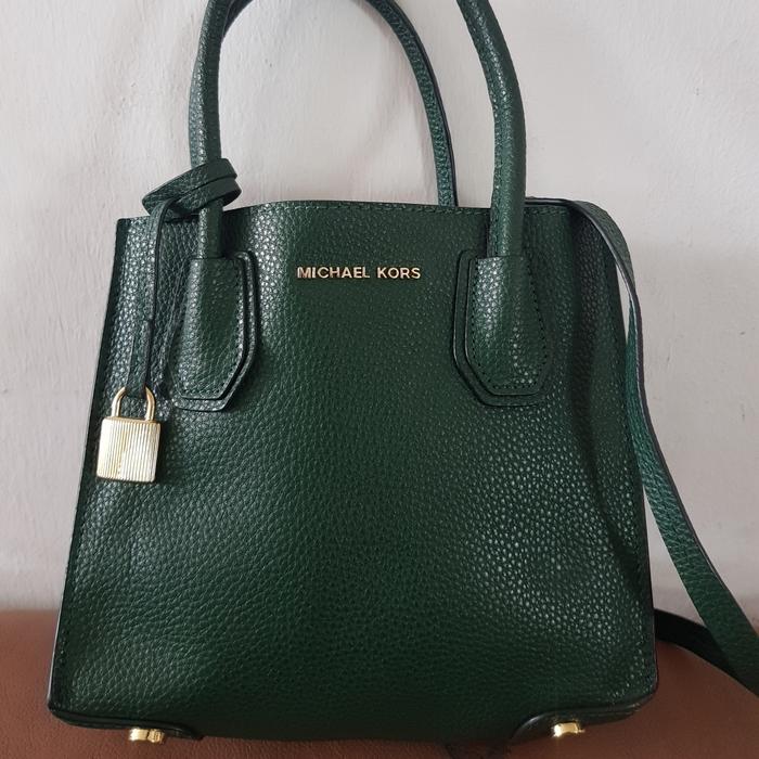 Michael Kors Mercer Ukuran Mini Warna hijau botol Original