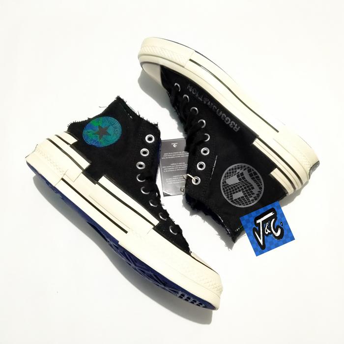 Converse Chuck 70 70s Rave Trippy Hacked Heel Tear Away Print Hi Black