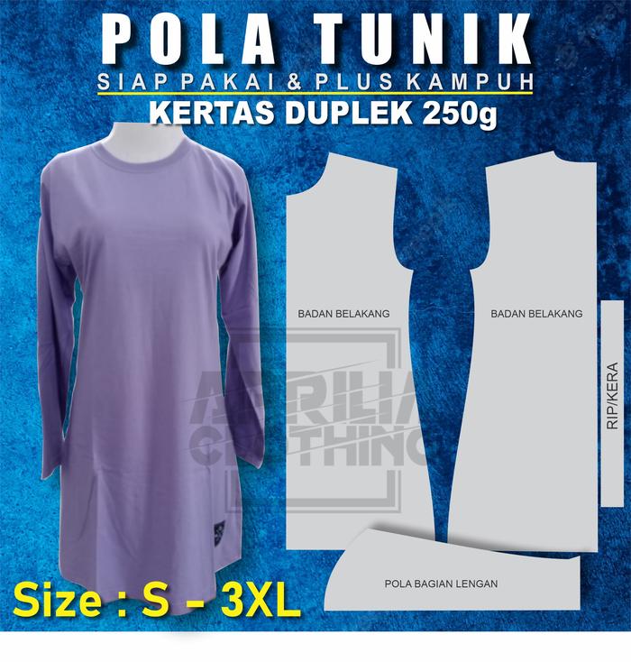 POLA TUNIK KAOS POLA SIAP PAKAI MENGGUNAKAN KERTAS DUPLEK TEBAL 250g