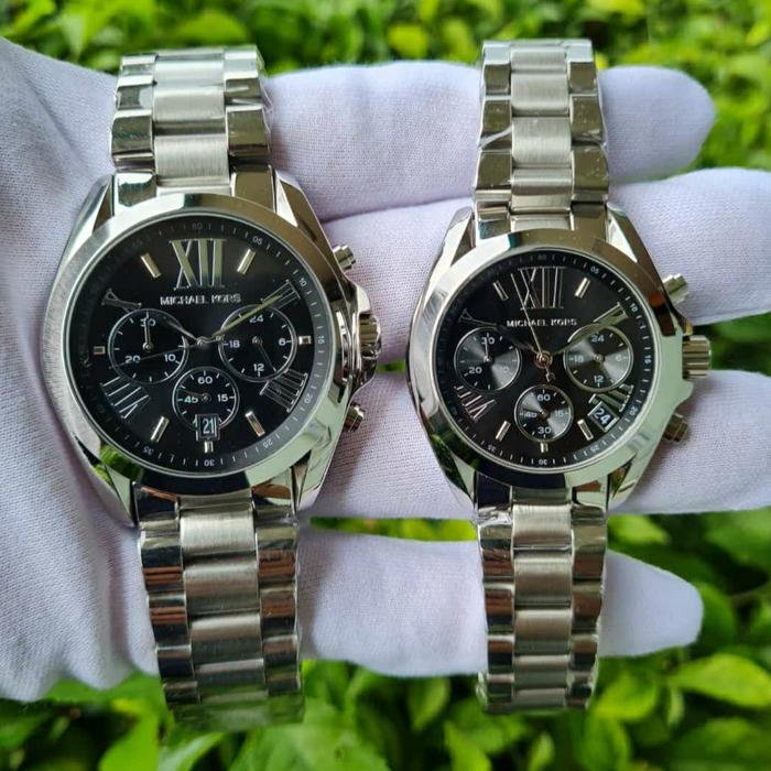 Jam Couple Merek MicHaell Korss MK Steel Silver 36mm & 42mm Original