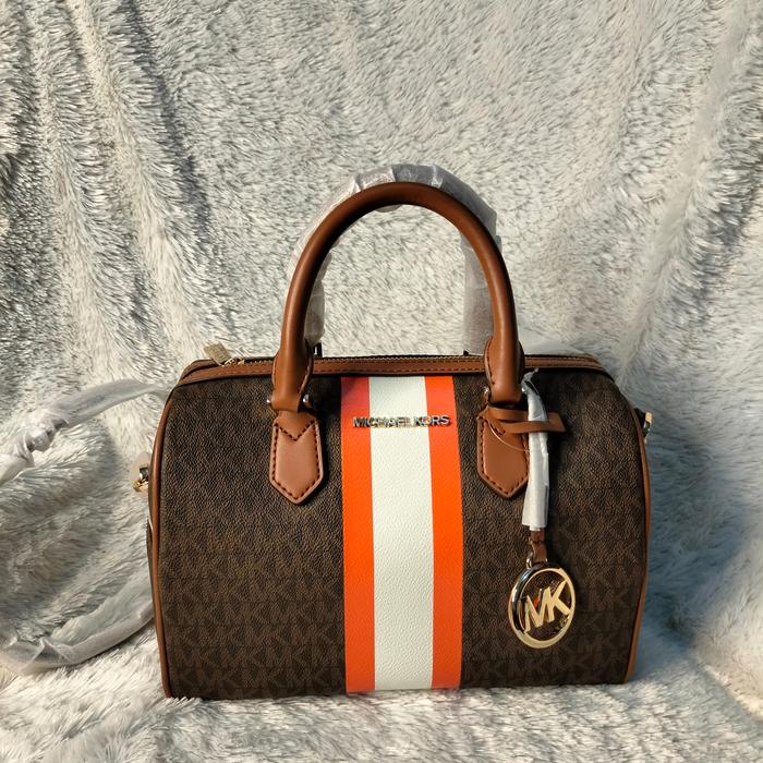 TAS WANITA BRANDED ORIGINAL - MK BEDFORD SMALL DUFFLE SATCHEL BROWN