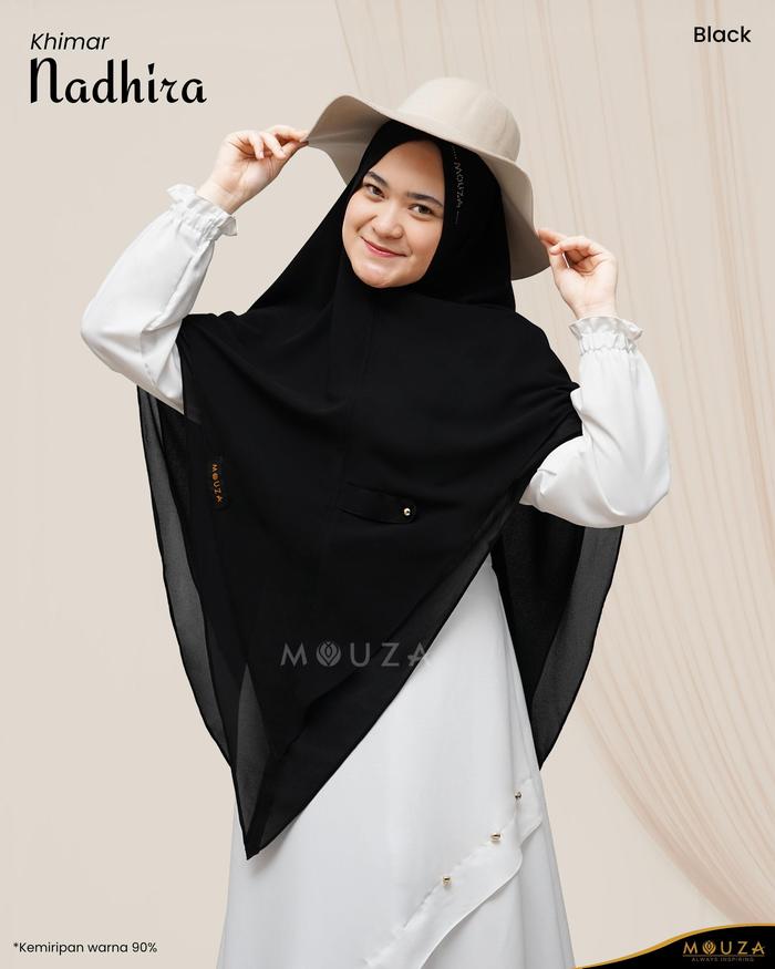 Mouza-Nadhira Khimar Bahan Ceruty Baby Doll Pet Antem Swarovski Unik