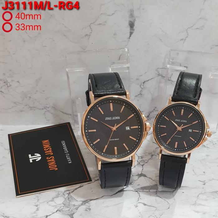 Jam Tangan Couple Original JONAS JASMIN JJ3111M/L 3111 Rosegold Black