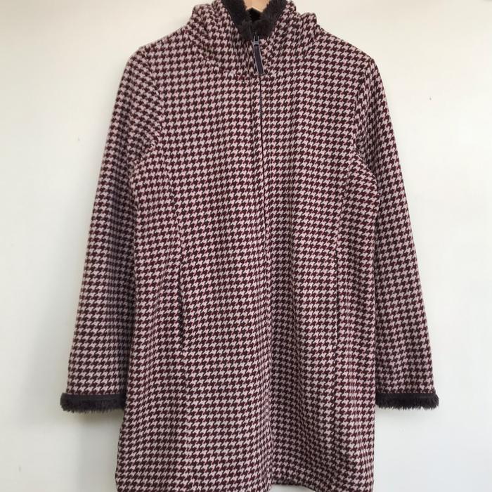 Hoodie jacket/coat wanita Uniqlo red fleece long sleeve