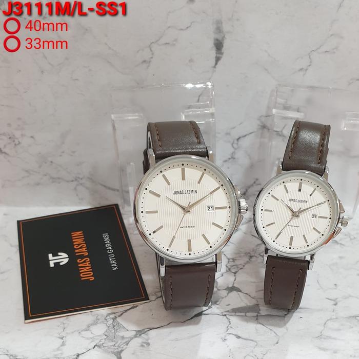 Jam Tangan Couple Original JONAS JASMIN JJ3111M/L 3111 Silver Brown
