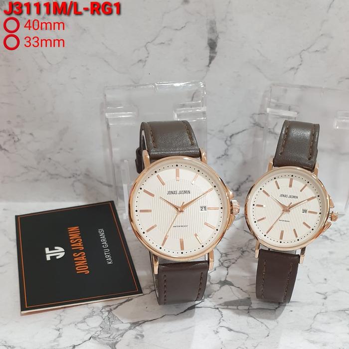 Jam Tangan Couple Original JONAS JASMIN JJ3111M/L 3111 Rosegold Brown