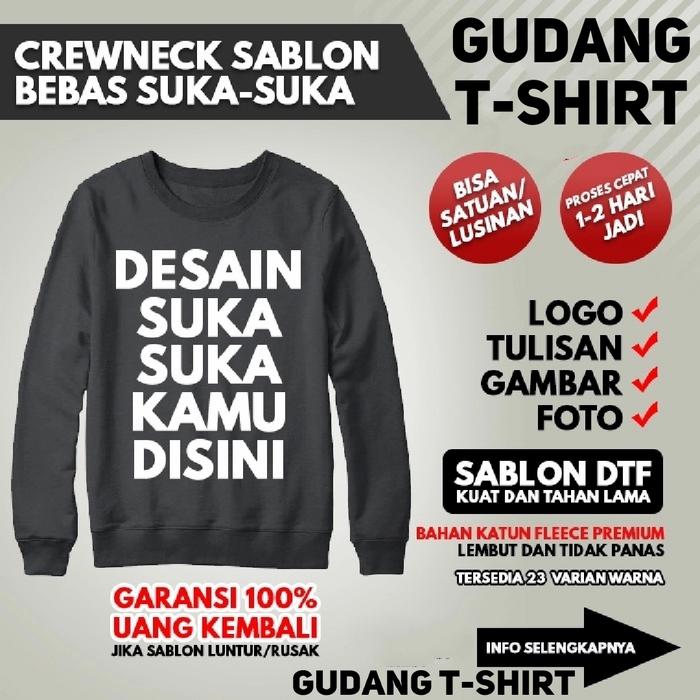 Jaket Sweater Basic Sablon DTG Bebas Desain