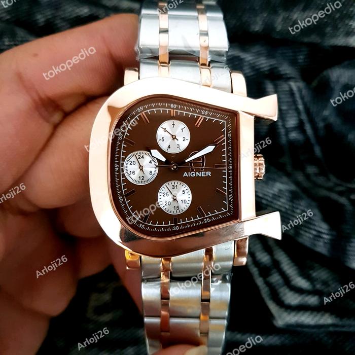 ARLOJI26 JAM TANGAN WANITA AIGNER VARESE COMBI RG BROWN DIAL 32MM